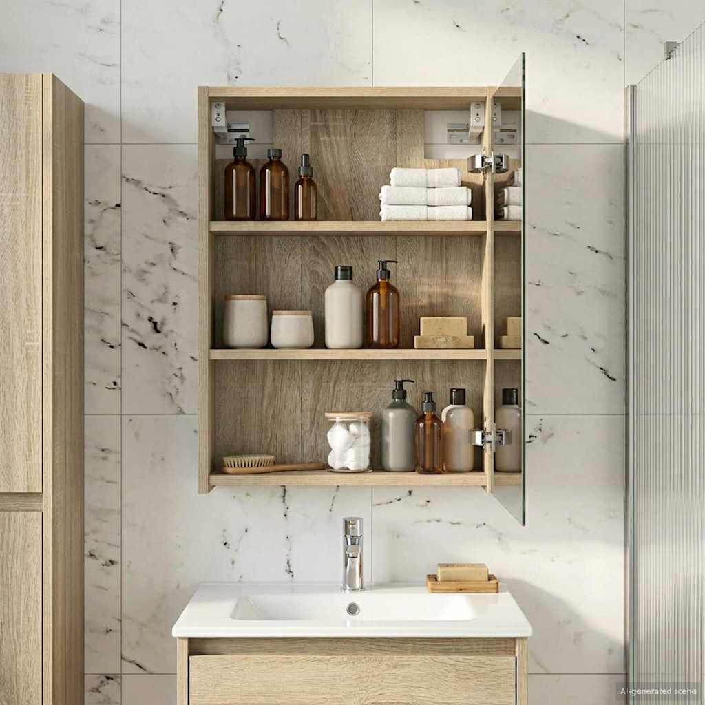 Badeværelsesspejlskab med hylde Sonoma eg 43 x 16 x 62.5 cm