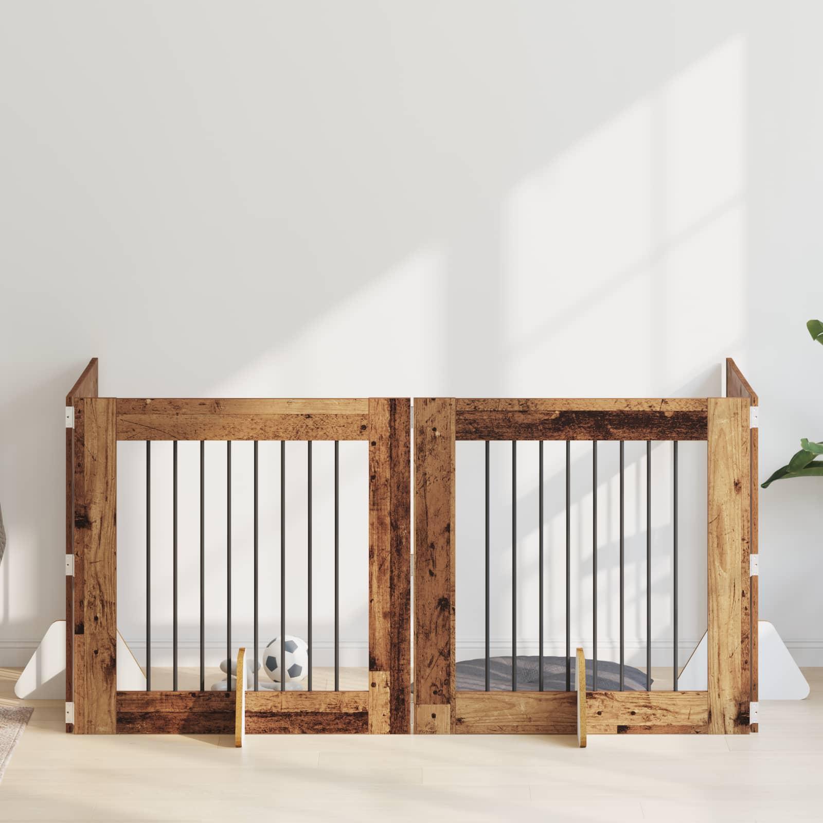 Hundehegn med stativer 4 stk Gammelt træ 80 x 80 cm