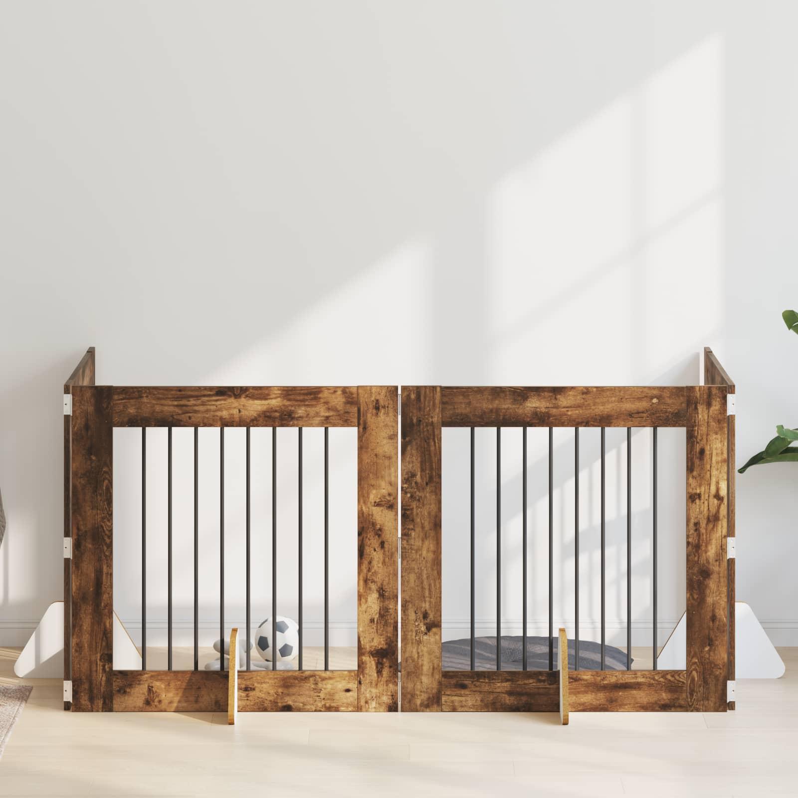 Hundehegn med stativer 4 stk Røget eg 80 x 80 cm