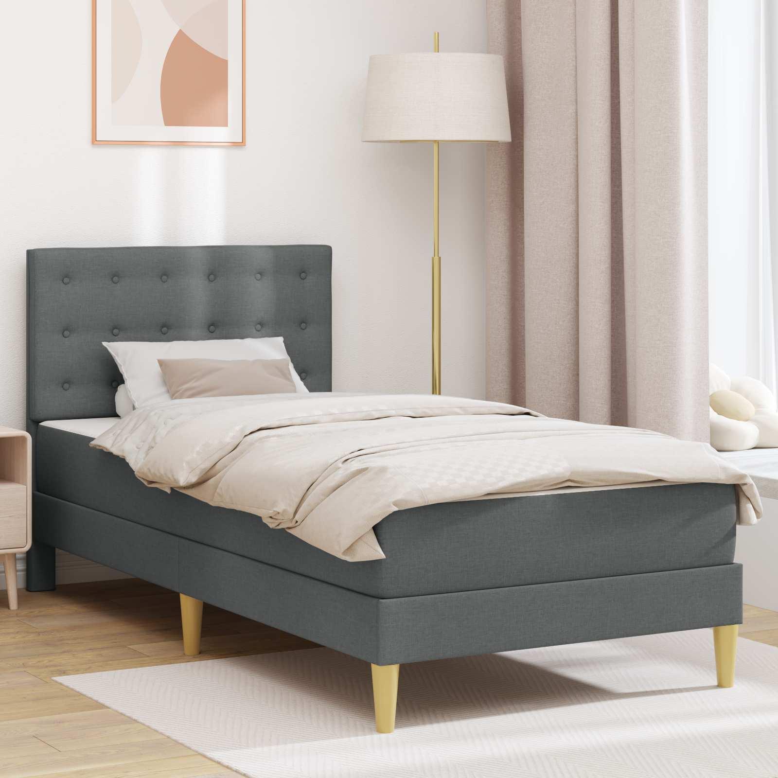 vidaXL Sengeramme med madras med hovedgærde Mørkegrå 80 x 200 cm Stof