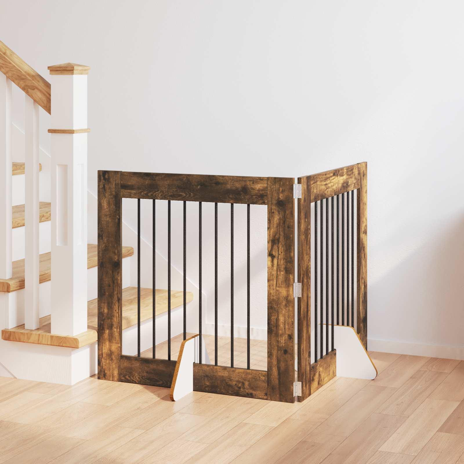 Hundehegn med stativer 2 stk Røget eg 80 x 80 cm