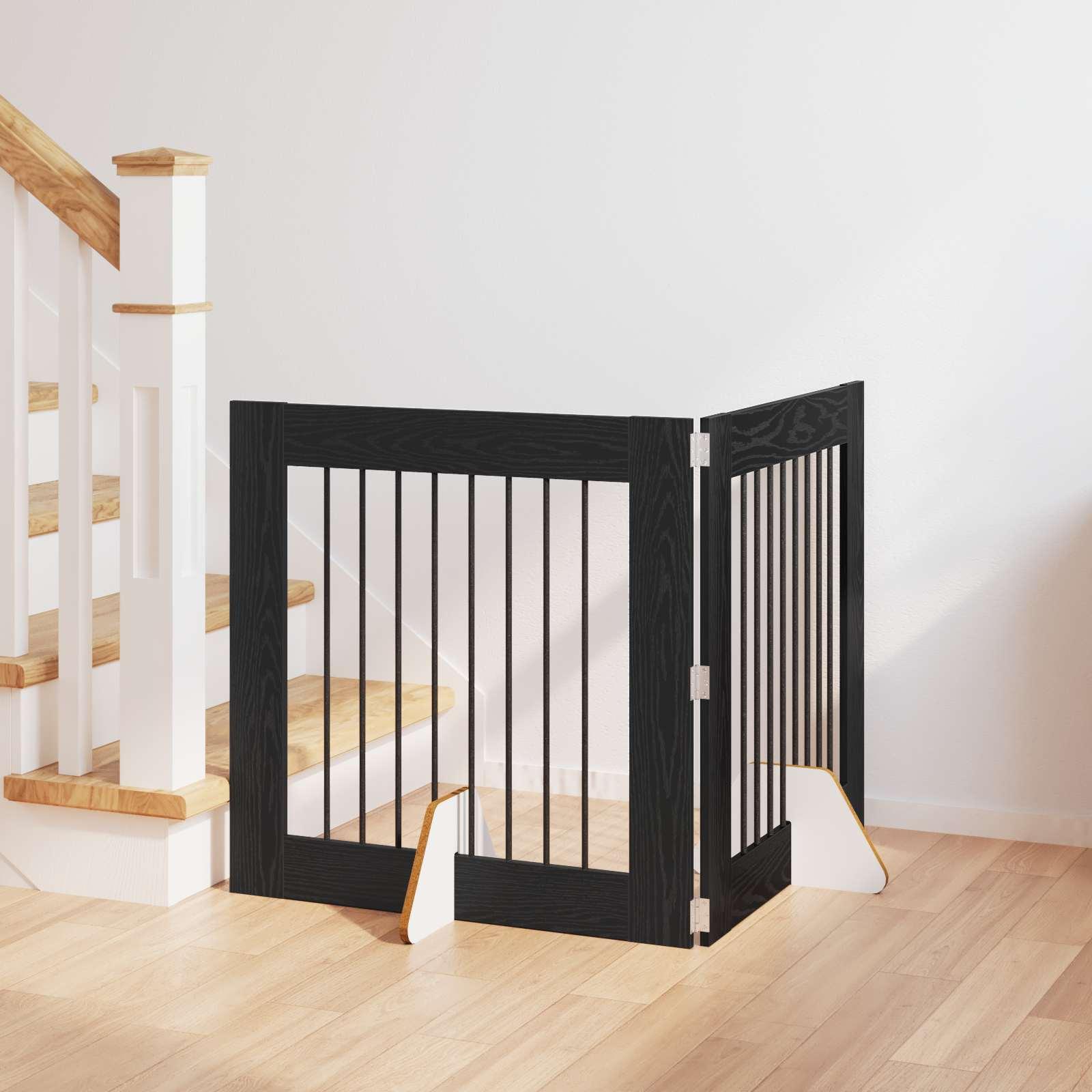 Hundehegn med stativer 2 stk Sort eg 80 x 80 cm Konstrueret træ