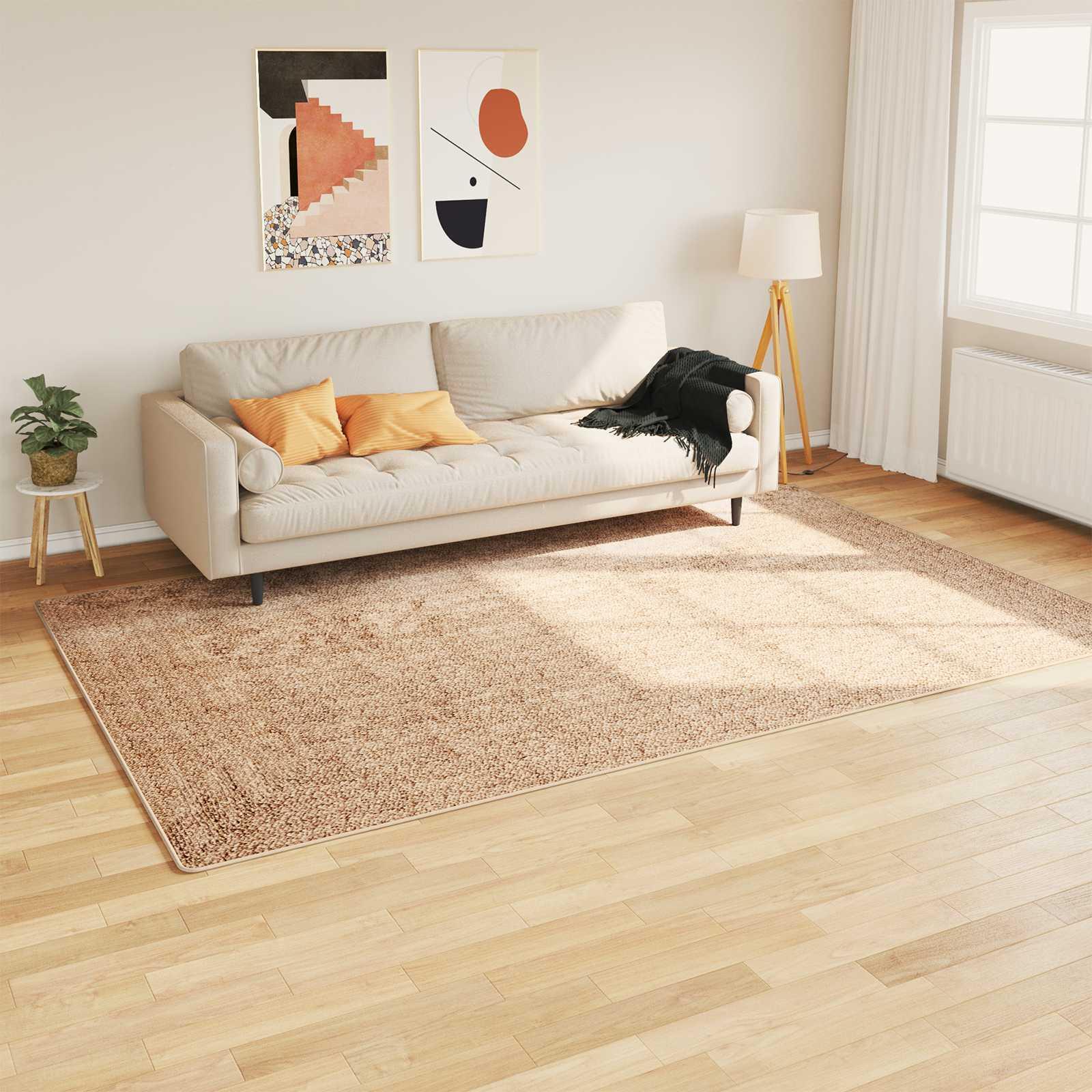 Løber-tæppe Marsa - gul 190 × 300 cm, polyester med skridsikker PVC-bagside