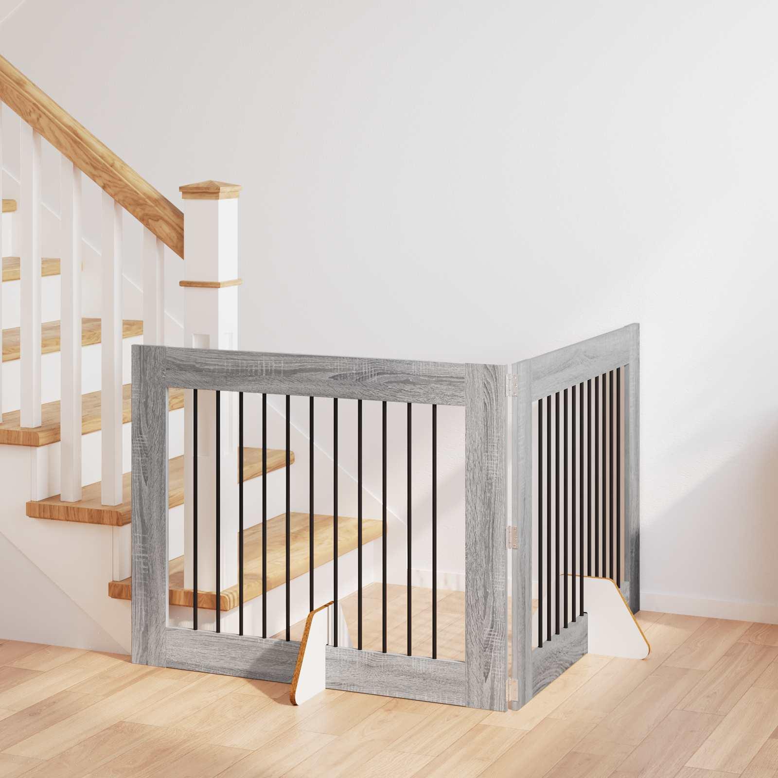 Hundehegn med stativer 2 stk Grå sonoma-eg 100 x 80 cm