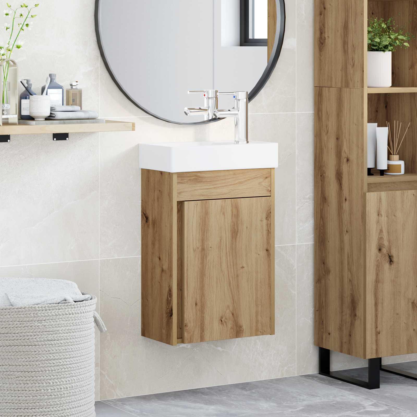 Badeværelsesskab med vask Artisan eg 40,5 x 22,5 x 62 cm