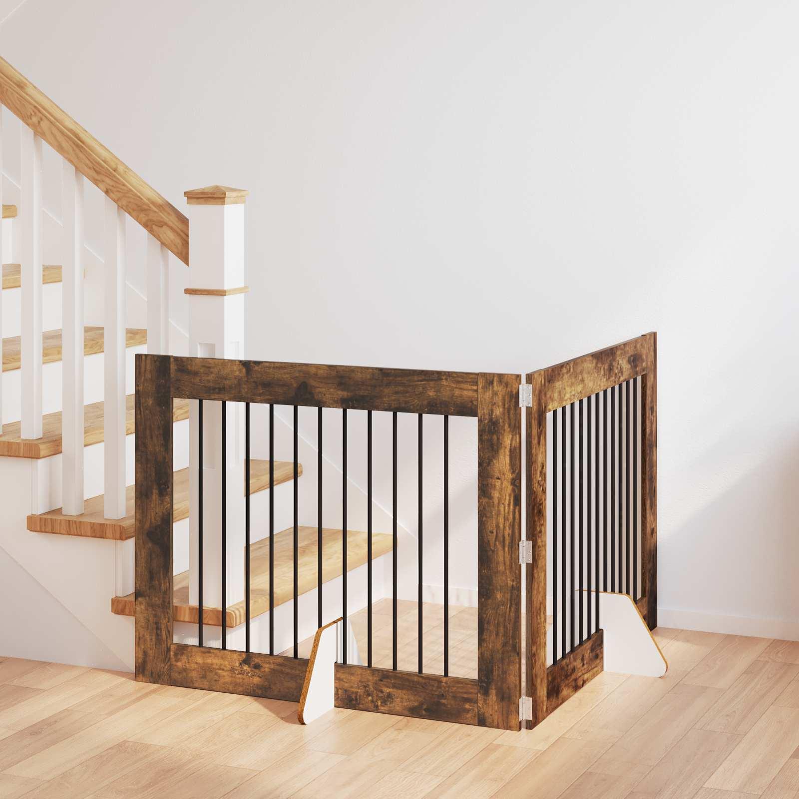 Hundehegn med stativer 2 stk Røget eg 100 x 80 cm