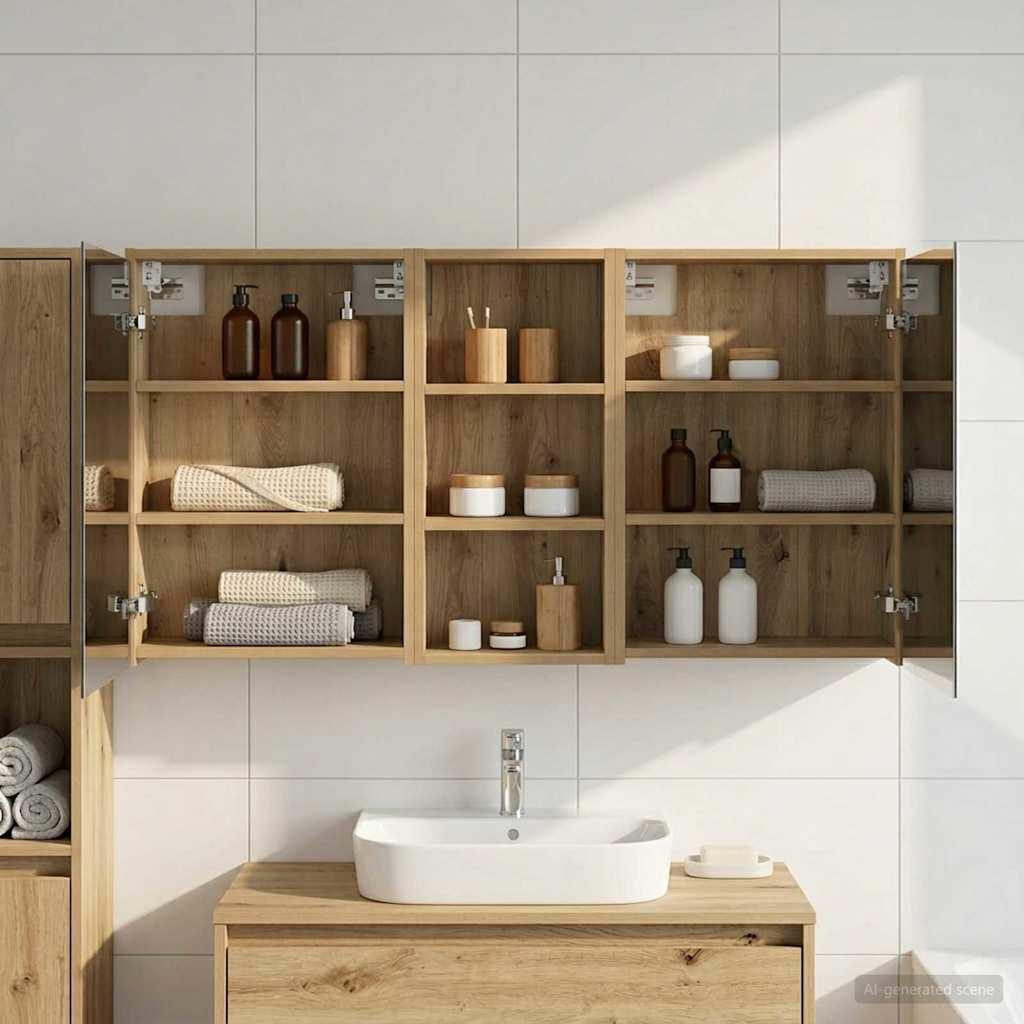 Badeværelsesskabsæt 3 pcs 116 x 16 x 62,5 cm Konstrueret træ