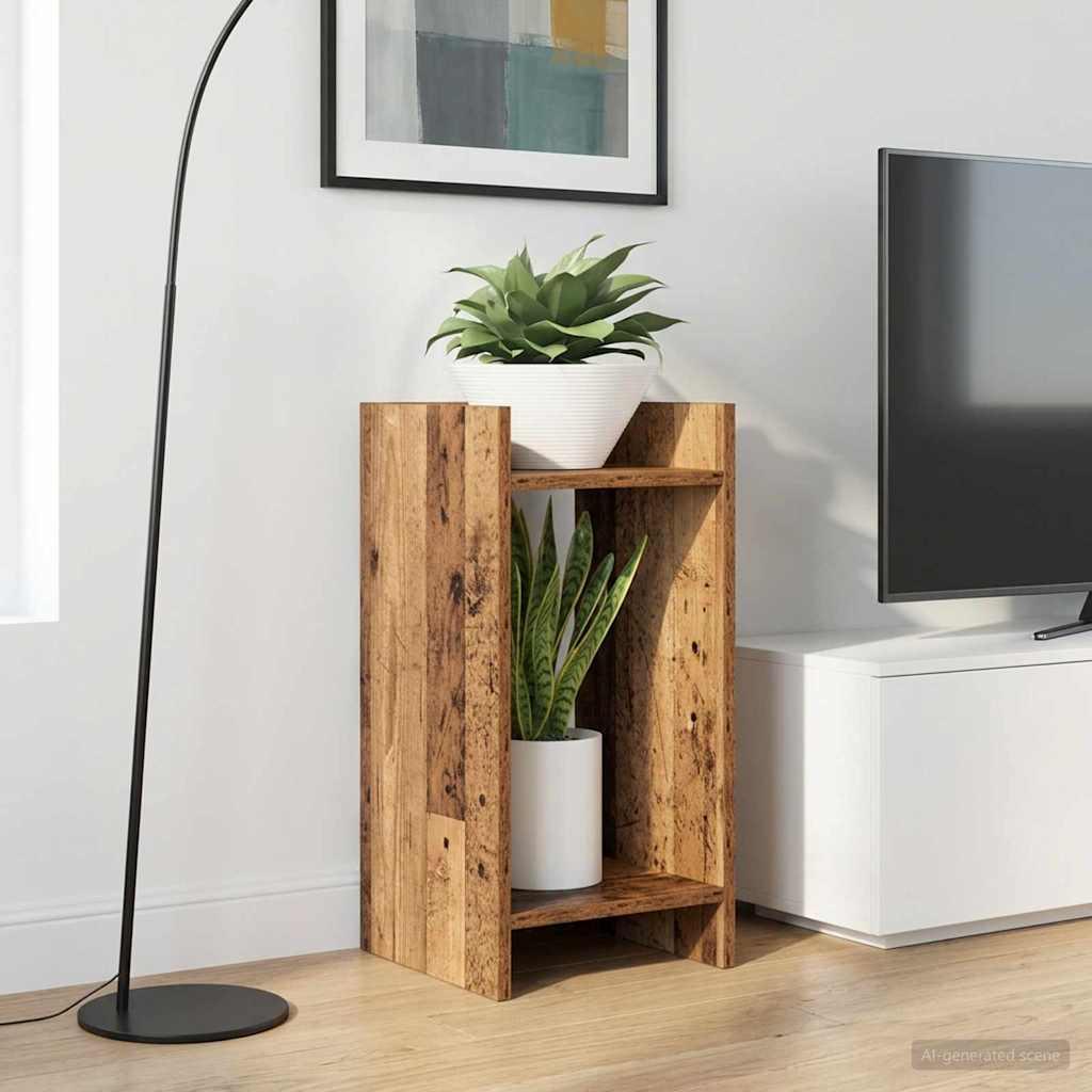 Planteholder sæt - 2 stk i gammelt træ look, 30 × 30 × 60 cm, konstrueret træ