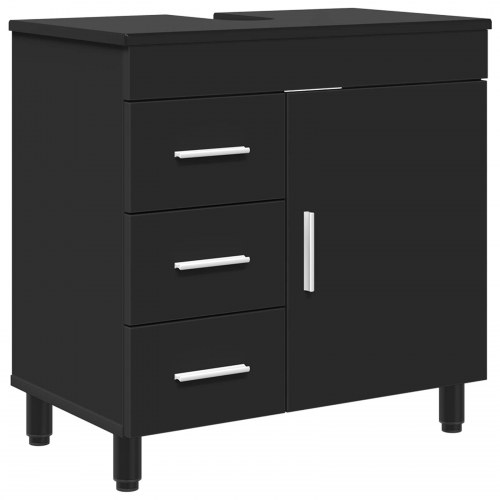 Badeværelsesvask med vask Sort 60 x 35 x 60 cm Konstrueret træ