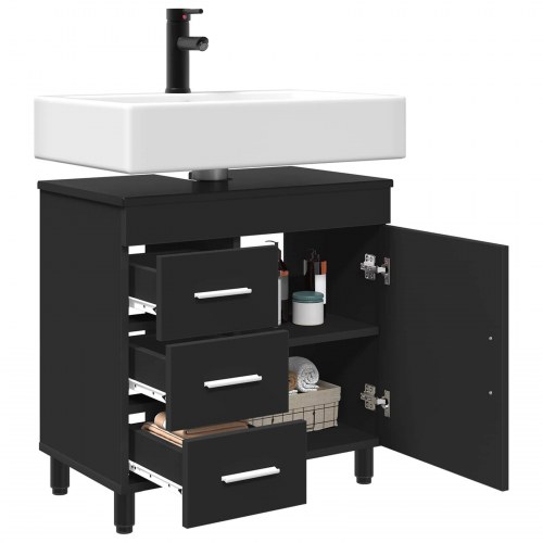 Badeværelsesvask med vask Sort 60 x 35 x 60 cm Konstrueret træ