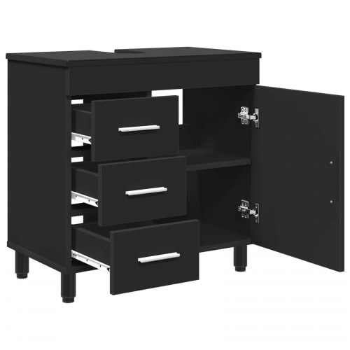 Badeværelsesvask med vask Sort 60 x 35 x 60 cm Konstrueret træ