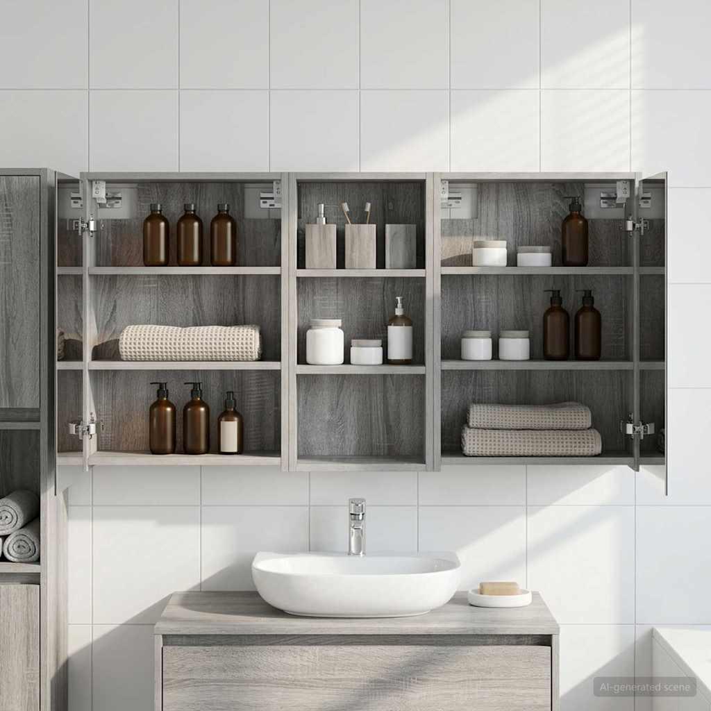Badeværelsesskabsæt 3 pcs 116 x 16 x 62,5 cm Konstrueret træ