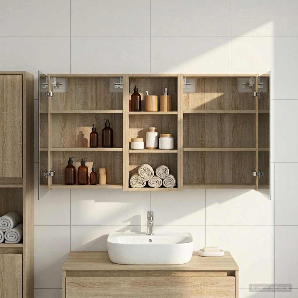 Badeværelsesskabsæt 3 pcs 116 x 16 x 62,5 cm Konstrueret træ