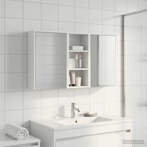 Badeværelsesskabsæt 3 stk 116 x 16 x 62,5 cm Konstrueret træ