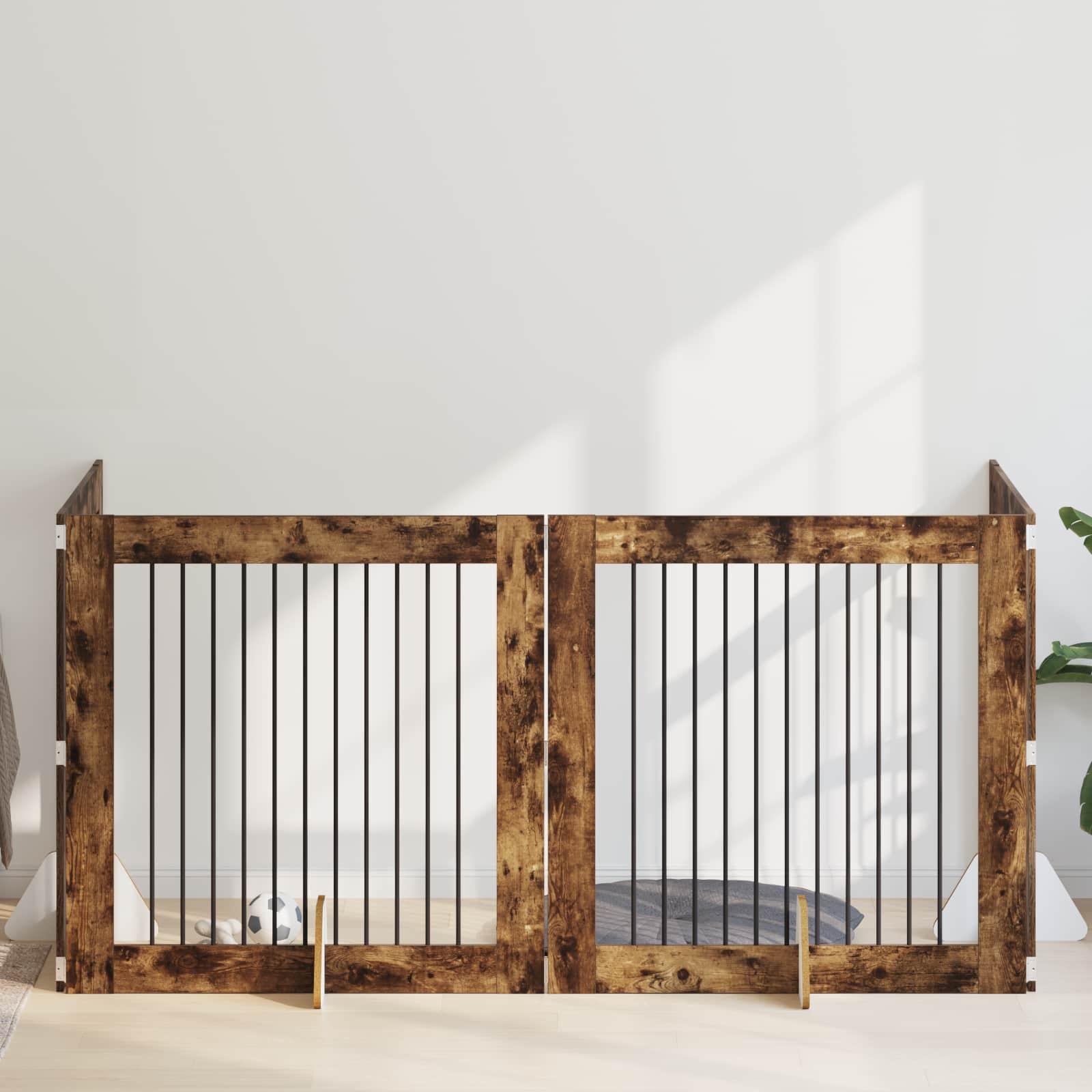 Hundehegn med stativer 4 stk Røget eg 100 x 100 cm