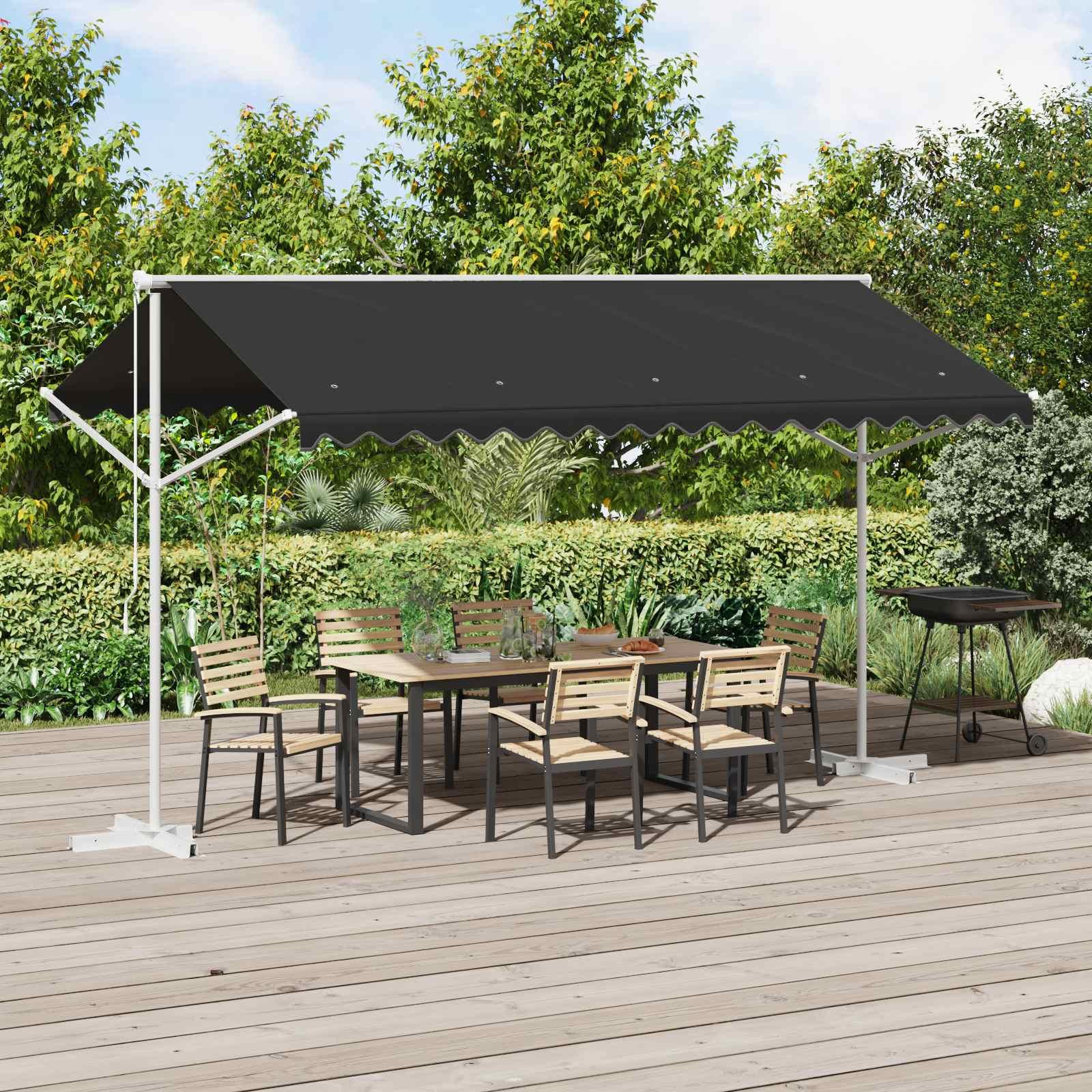 Fritstående markise Antracit 4 × 3 m Polyester