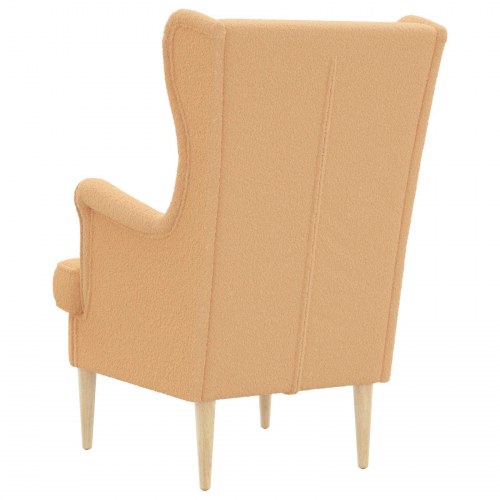 Lænestol i bouclé - beige loungestol med træben