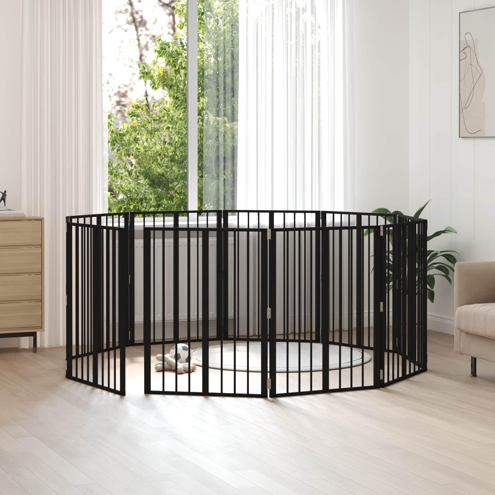 Hundedør 10 stk Sort 60 x 80 cm Galvaniseret stål