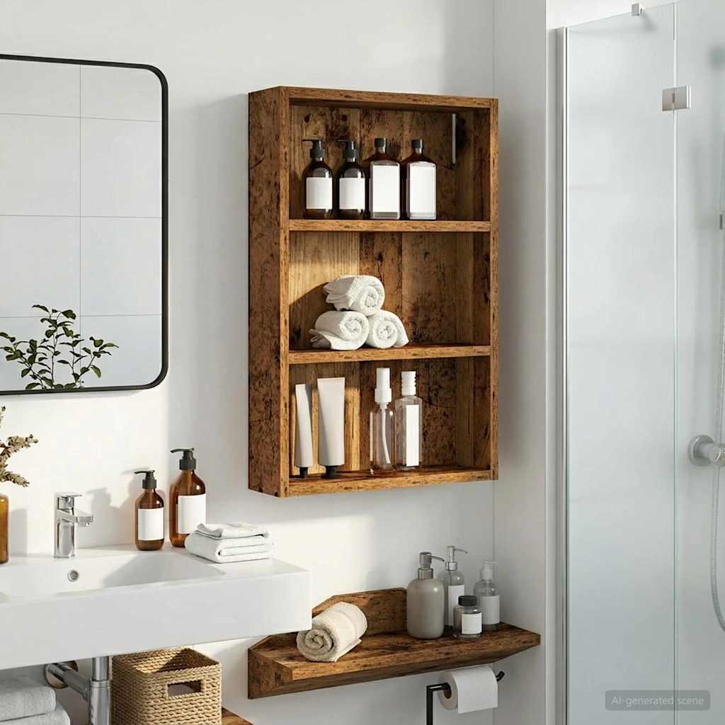 Badeværelsesvægskab med hylde Gammelt træ 40 x 10 x 60,5 cm