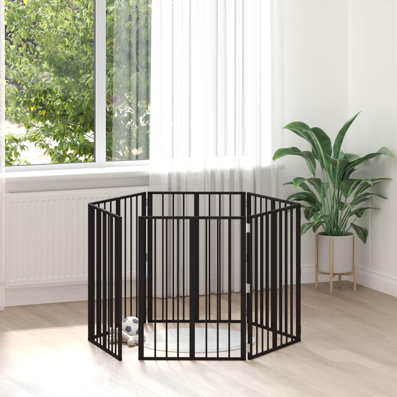 Hundedør 6 stk Sort 60 x 80 cm Galvaniseret stål