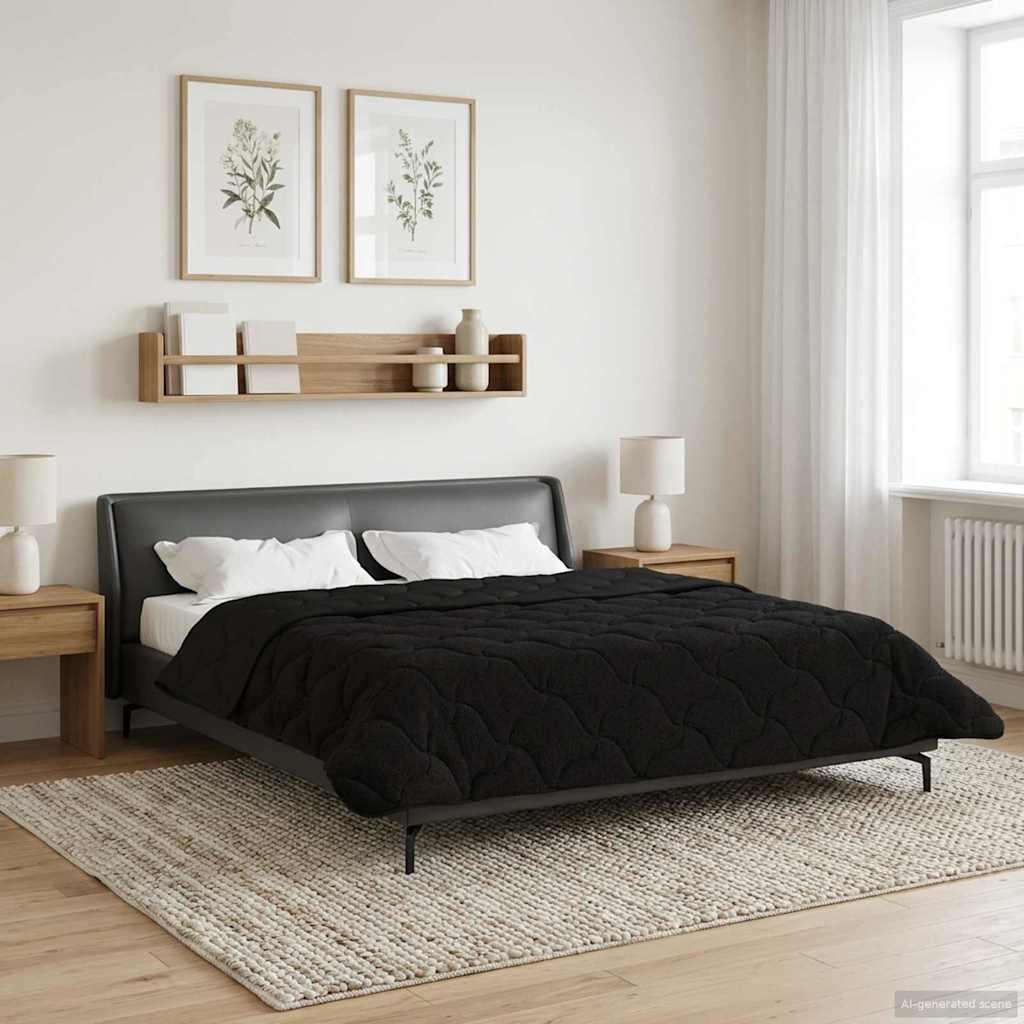 Sommer dyne Sort 200 x 220 cm Mikrofiber og Teddy fleece