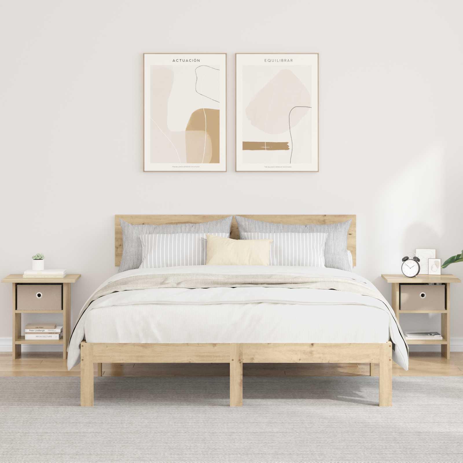 Sengebord 2 stk Sonoma eg 41 x 40 x 45 cm Konstrueret træ