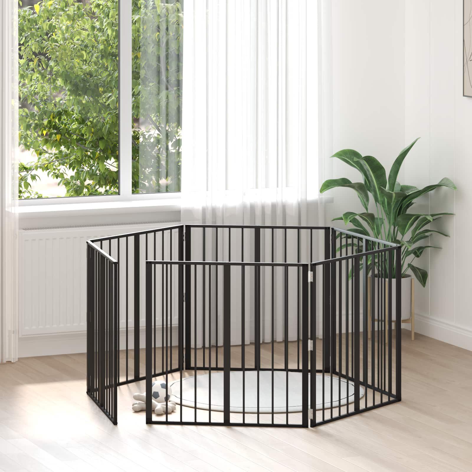Hundedør 6 stk Sort 80 x 80 cm Galvaniseret stål