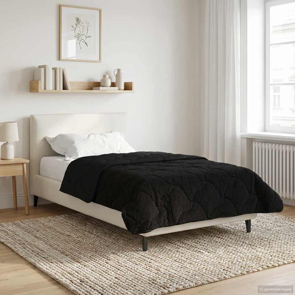 Sommer dyne Sort 135 x 200 cm Mikrofiber og Teddy fleece