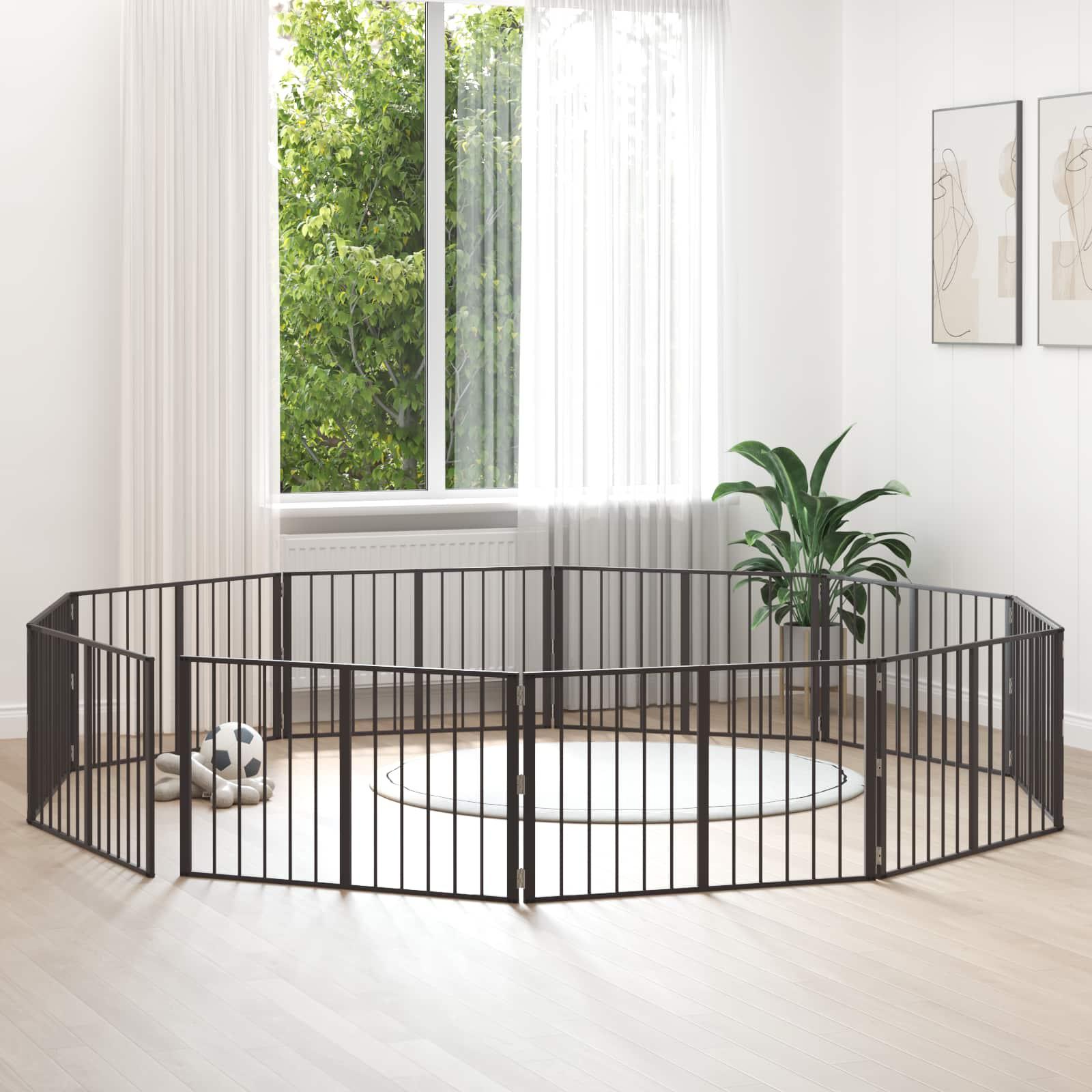 Hundedør 10 stk Sort 100 x 60 cm Galvaniseret stål