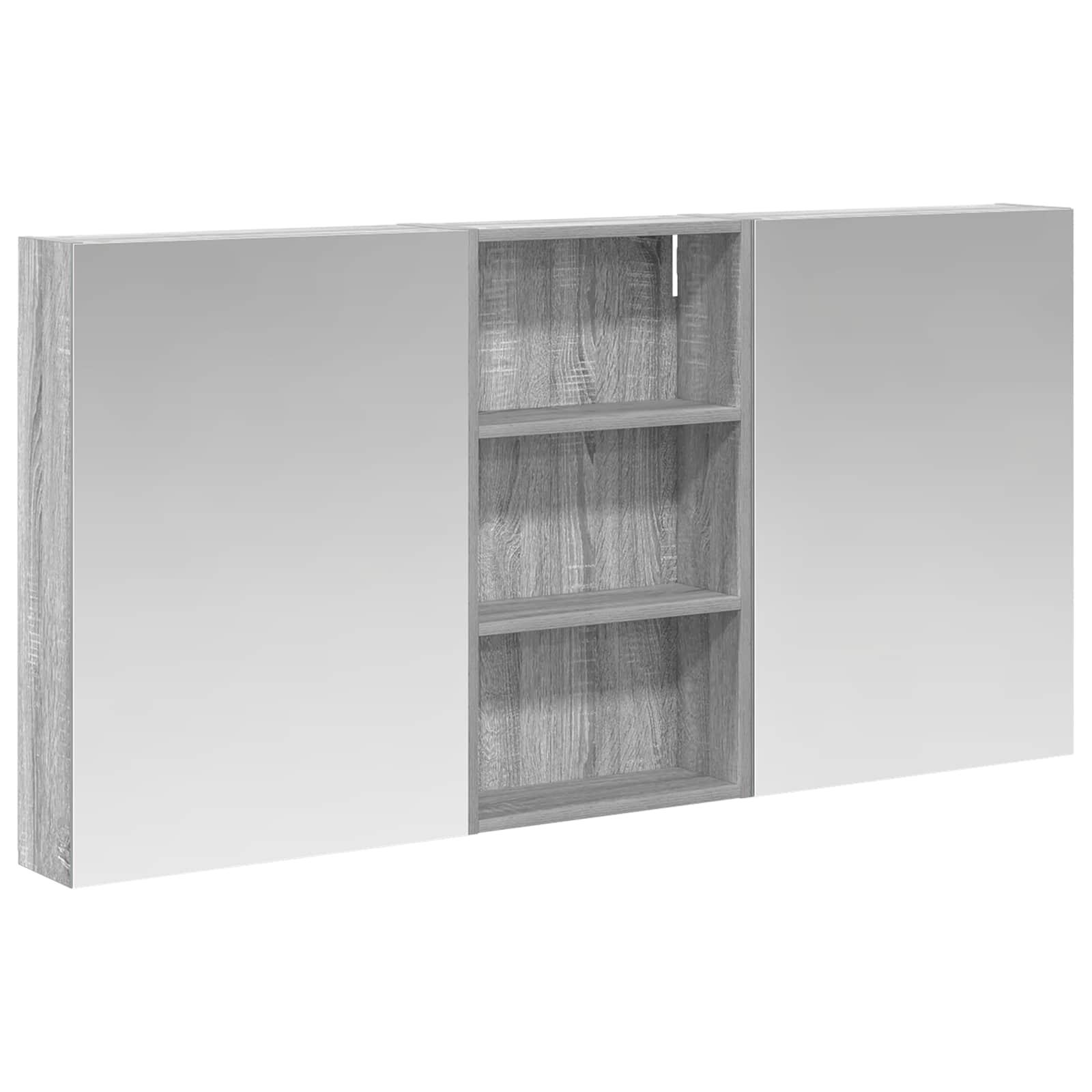 BadevÃ¦relsesskabsÃ¦t med spejl og LED - 3 dele, 140 Ã 14,5 Ã 70 cm, konstrueret trÃ¦