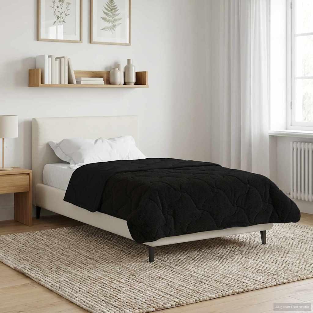 Sommer dyne Sort 135 x 200 cm Mikrofiber og Teddy fleece