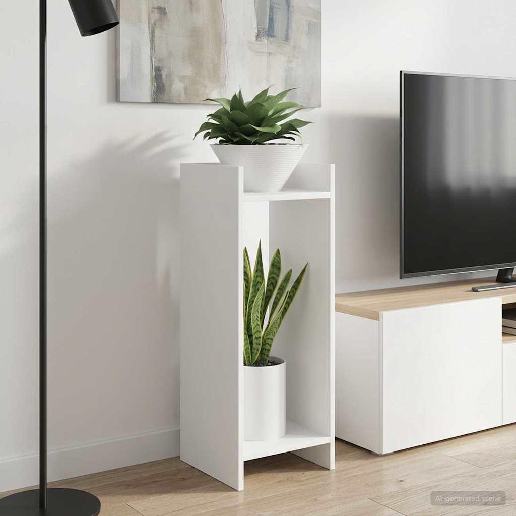 Planteholder med hylde Hvid 30 x 30 x 80 cm Konstrueret træ