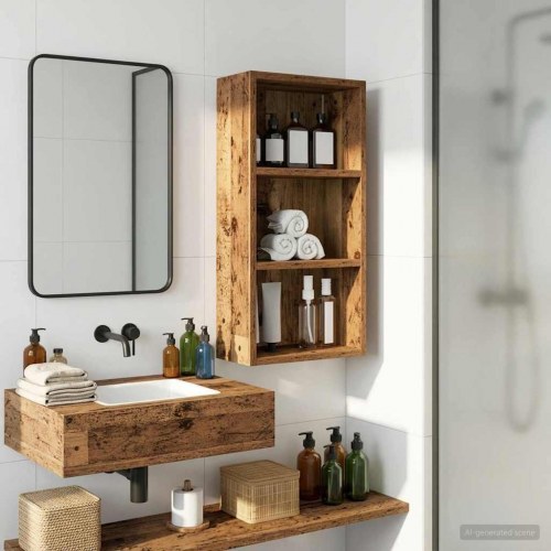 Badeværelsesvægskab med hylde Gammelt træ 30 x 16 x 62,5 cm