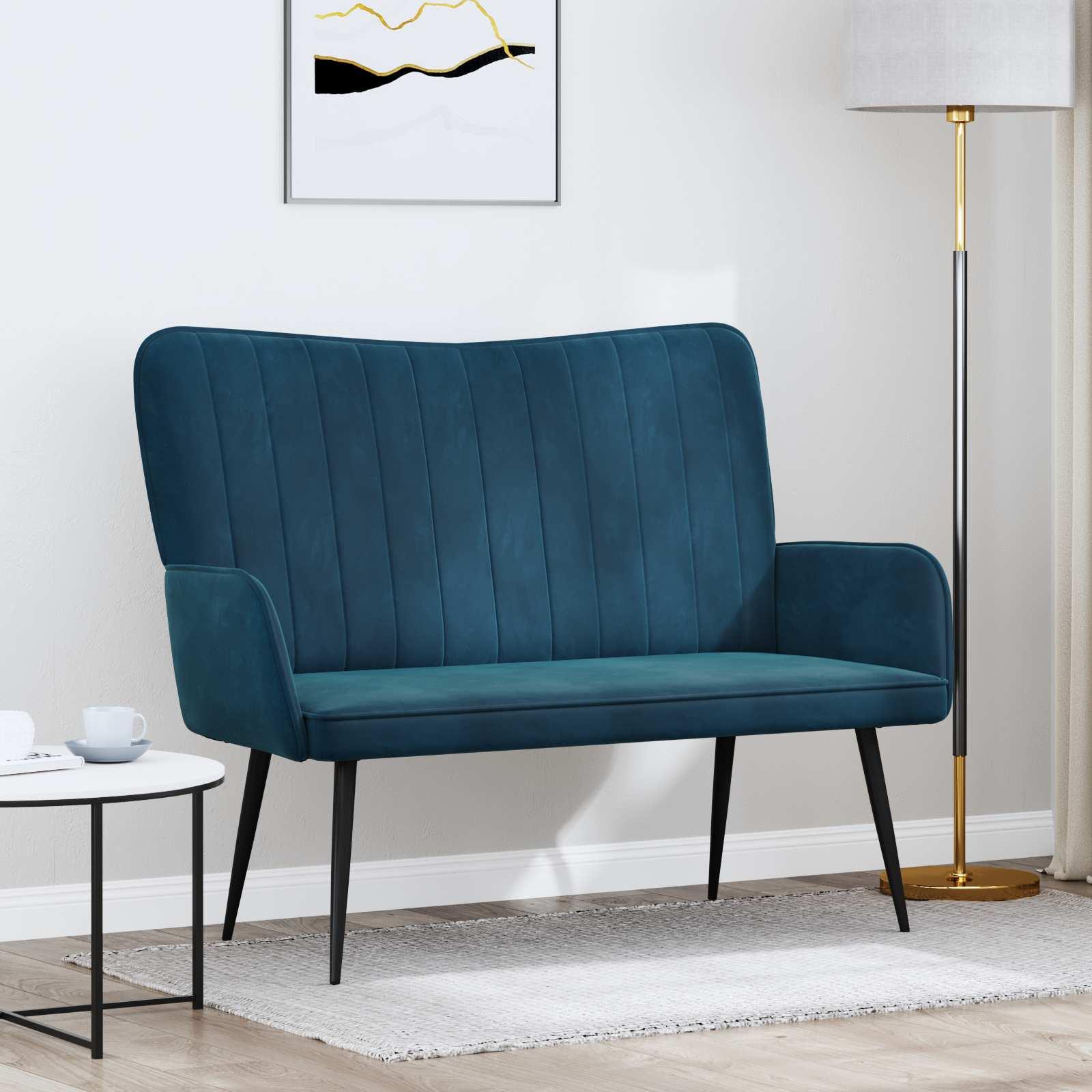 To-personers sofa Blå 115 x 61 x 87 cm Fløjl