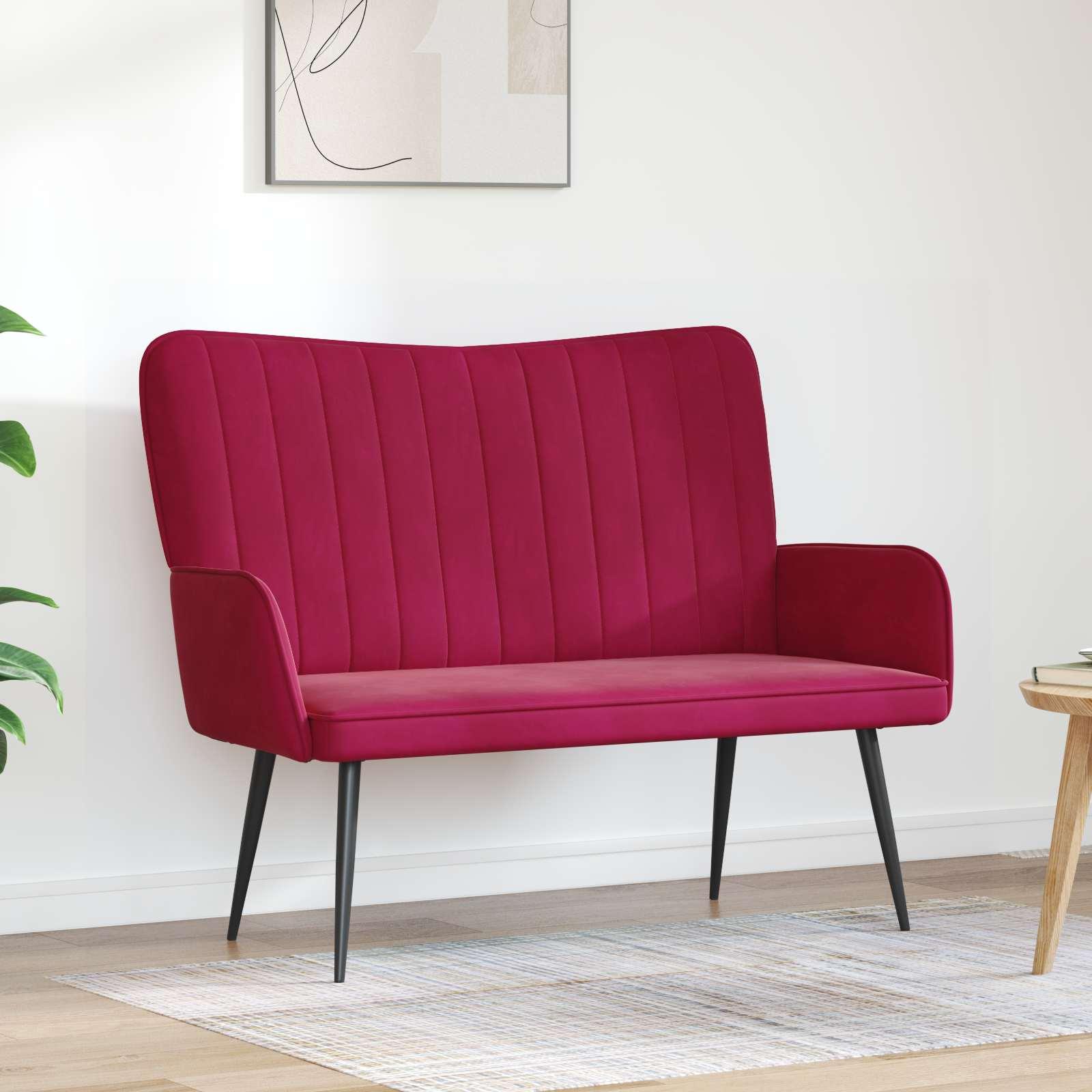 To-personers sofa Vinrød 115 x 61 x 87 cm Fløjl