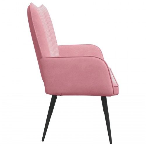 2-personers sofa i velour - lyserød, 115 × 61 × 87 cm