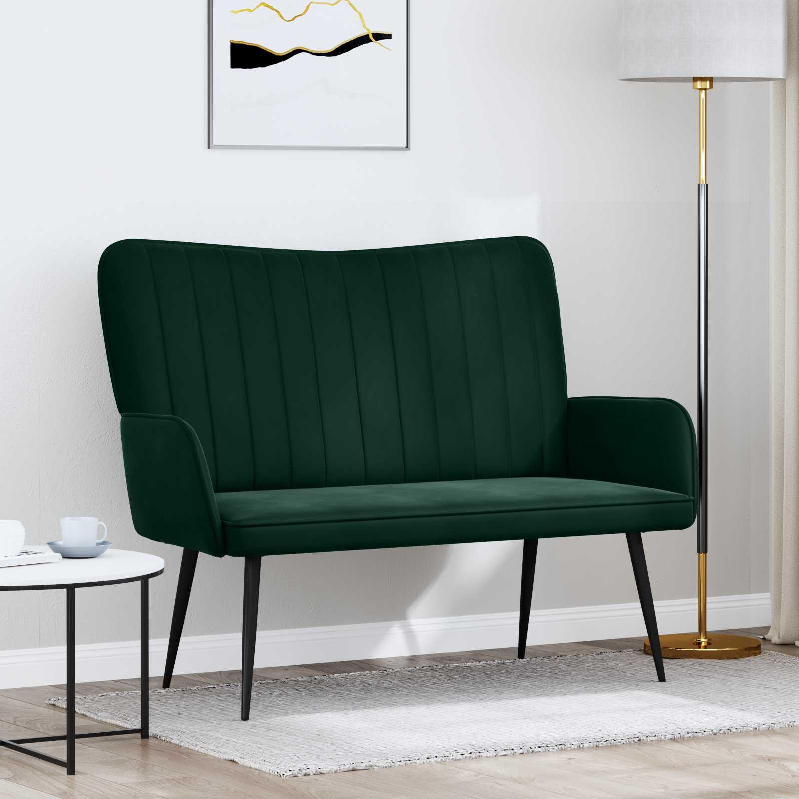 To-personers sofa Mørkegrøn 115 x 61 x 87 cm Fløjl