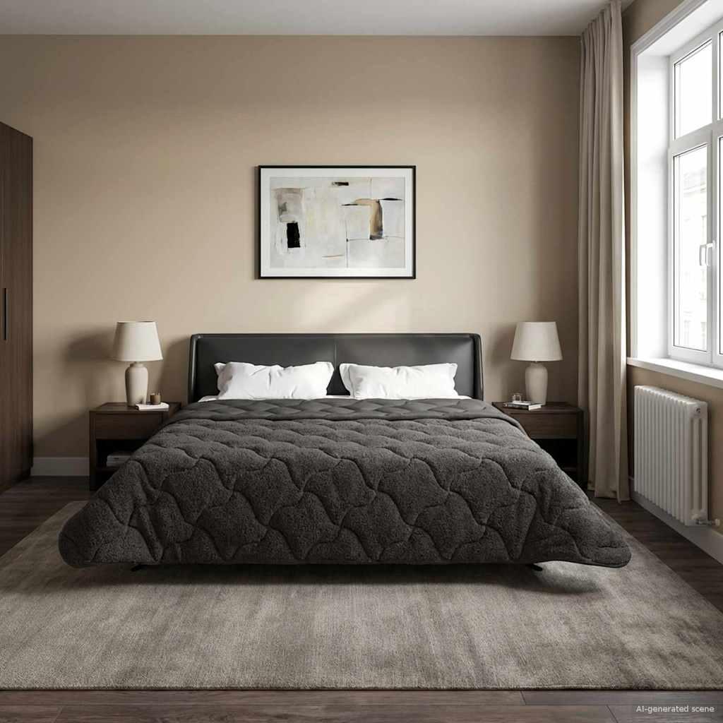 Sommer dyne Antracit 220 x 240 cm Mikrofiber og Teddy fleece