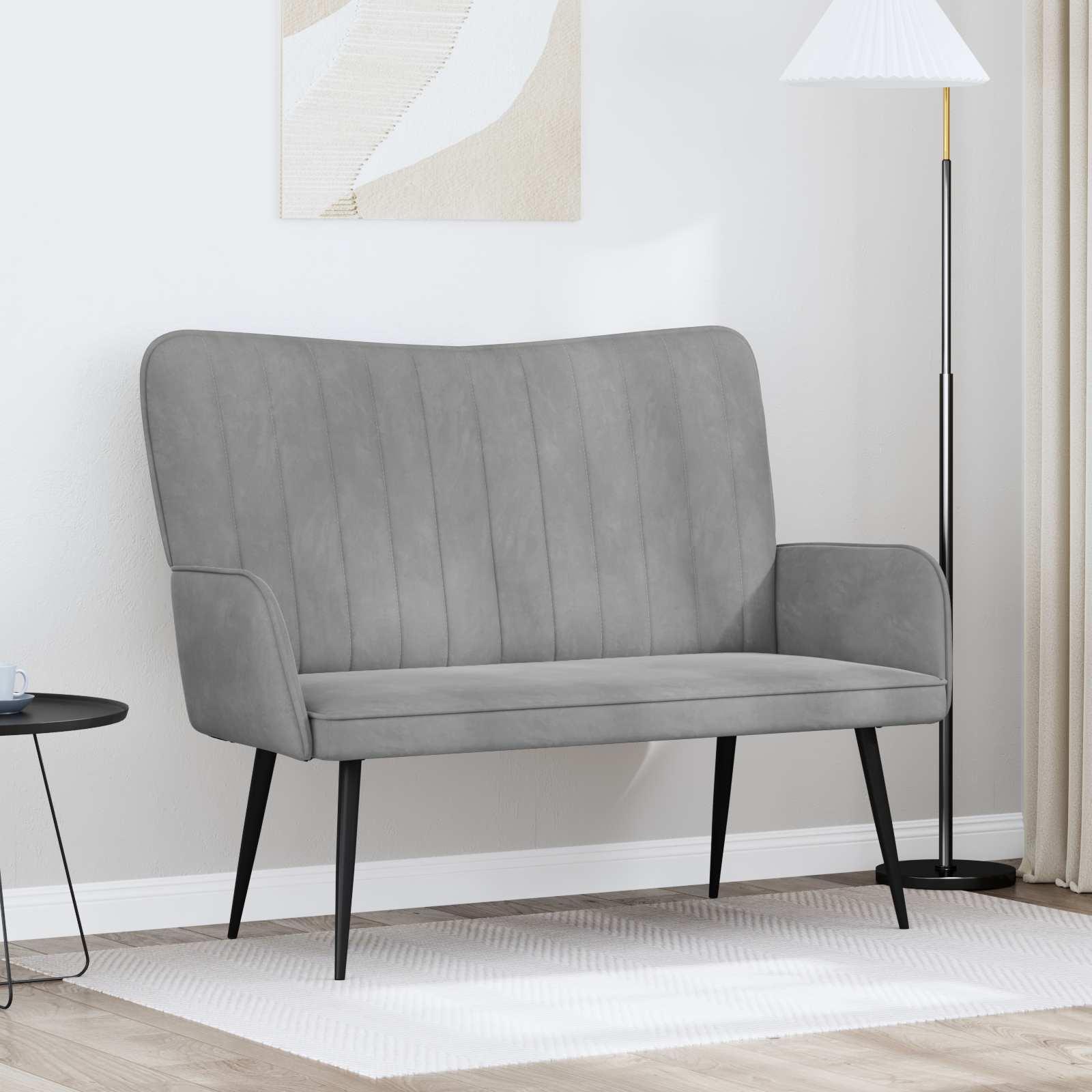 To-personers sofa Lysegrå 115 x 61 x 87 cm Fløjl