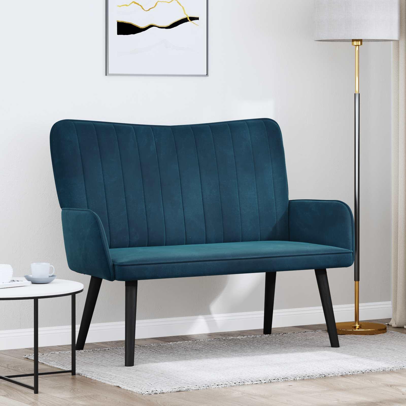 To-personers sofa Blå 115 x 61 x 87 cm Fløjl