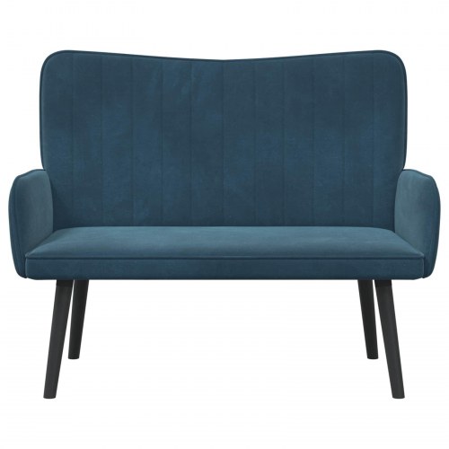 2-personers sofa i velour - blå, 115 × 61 × 87 cm