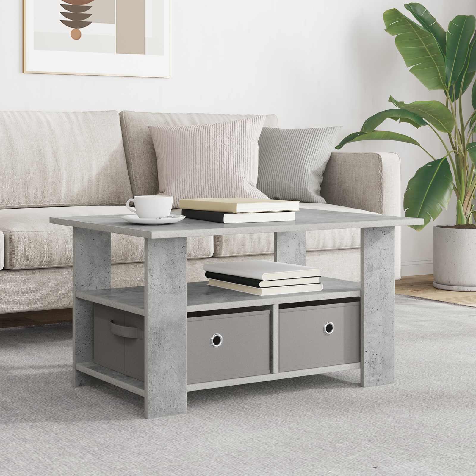 Sofabord med skuffe Beton Grå 77 x 55 x 42 cm Konstrueret træ