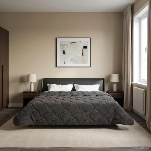 Sommer dyne Antracit 200 x 240 cm Mikrofiber og Teddy fleece
