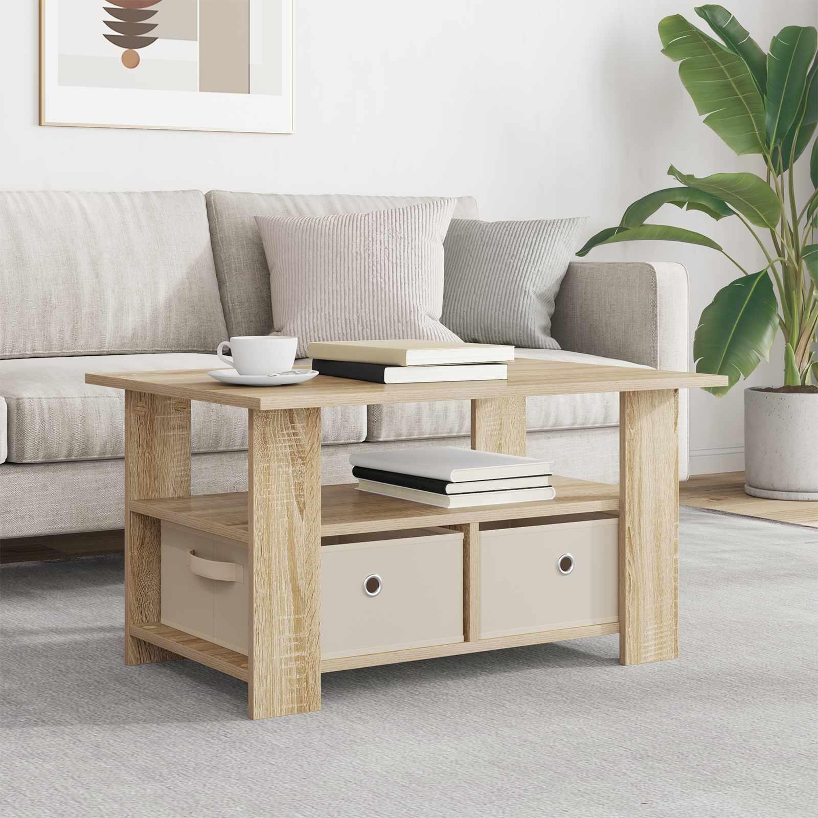 Sofabord med skuffe Sonoma eg 77 x 55 x 42 cm Konstrueret træ