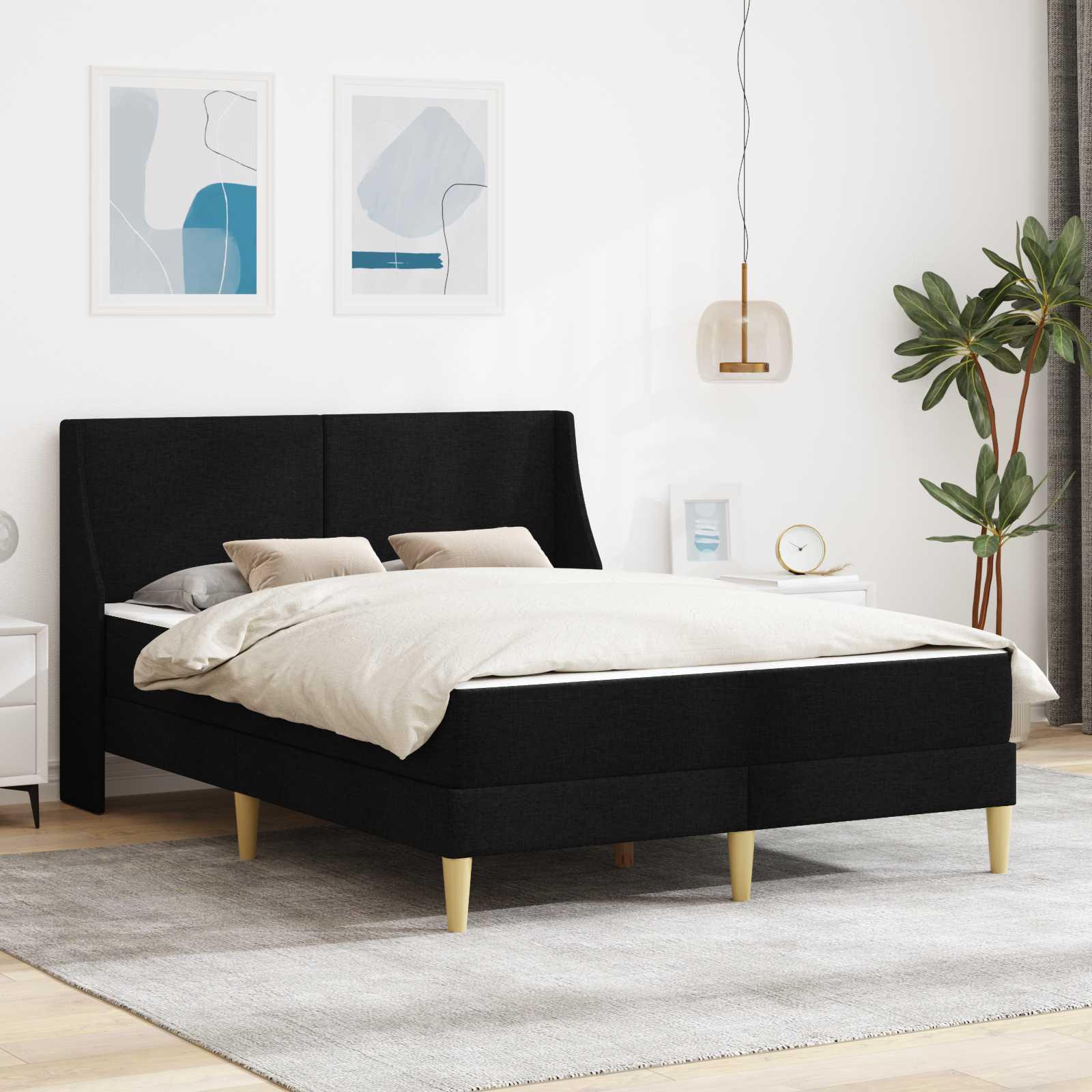 Sengeramme med madras Sort 120 x 190 cm Polyester
