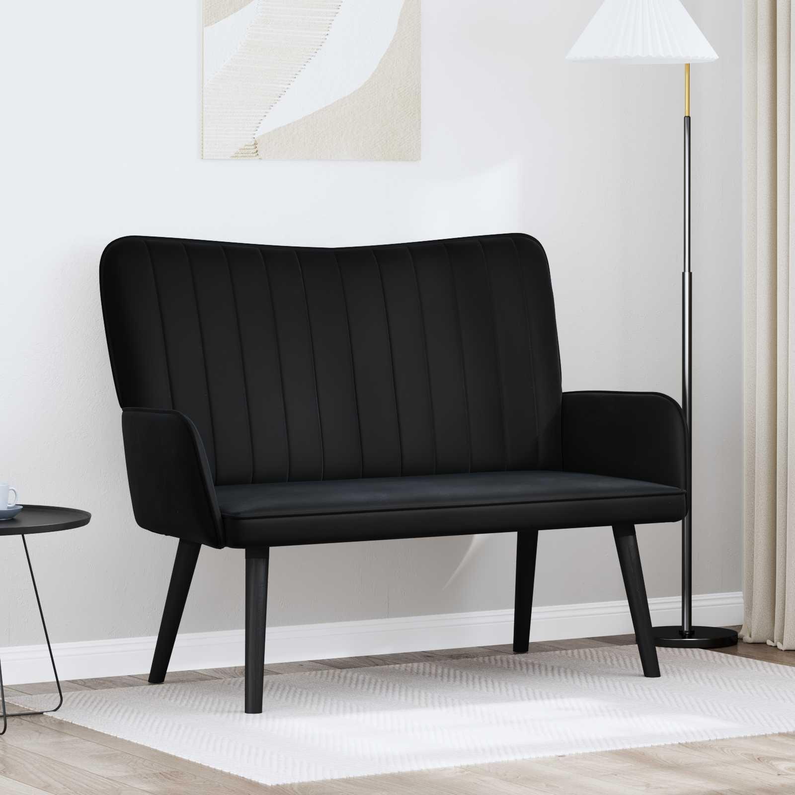 To-personers sofa Sort 115 x 61 x 87 cm Fløjl