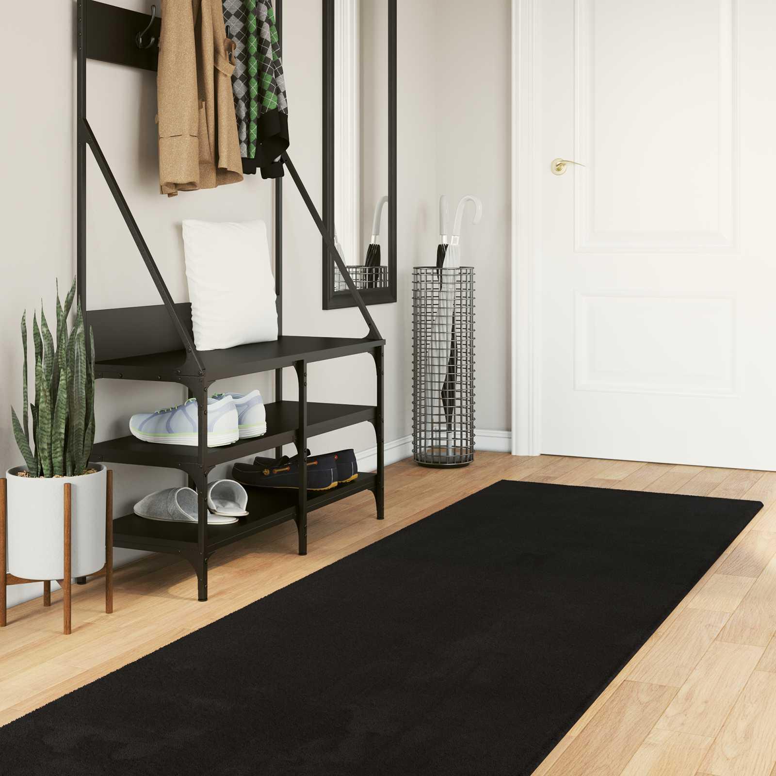 Medium luv blød og vaskbar tæppe HUARTE Sort 300 x 80 cm