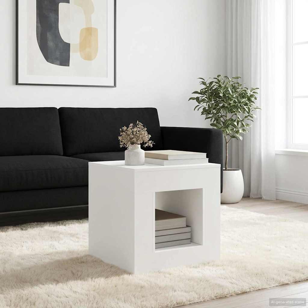 Sofabord - kompakt kubedesign, hvid 51,5 × 50 × 50 cm