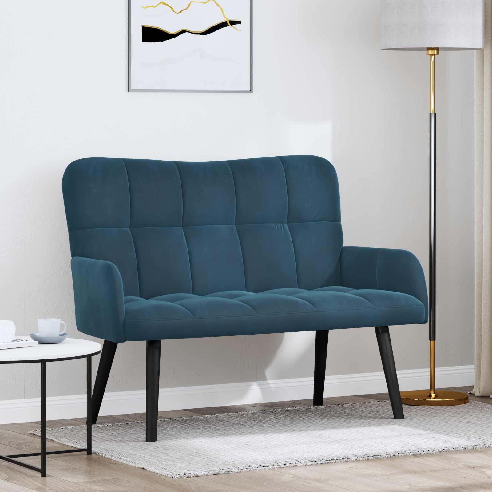 To-personers sofa Blå 115 x 61 x 87 cm Fløjl