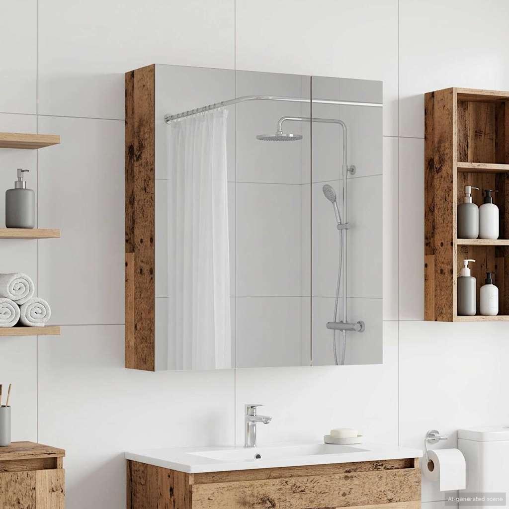 Badeværelsesspejlskab med hylde Gammelt træ 60 x 14,5 x 70 cm